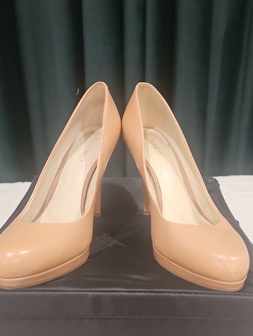 Nine West Tan Platform Pointed-Toe Pumps